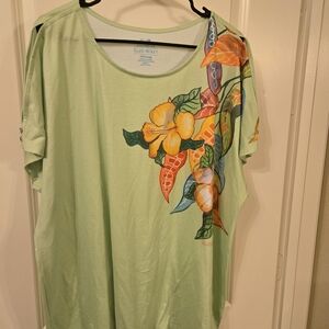 Ellen Tracy Green Floral Women's Top